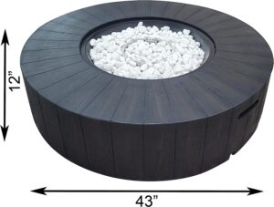 Dimensions for round propane fire table