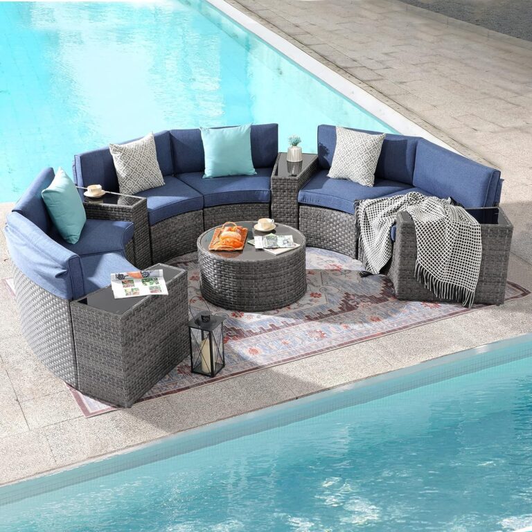 Climate durable Half Moon shaped 11 piece Sectional Resin Wicker Sofa . Choice of colors.