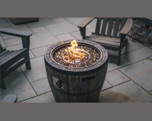 Cozy Cool Wine Barrel Gas Fire Pit with Hidden tank
